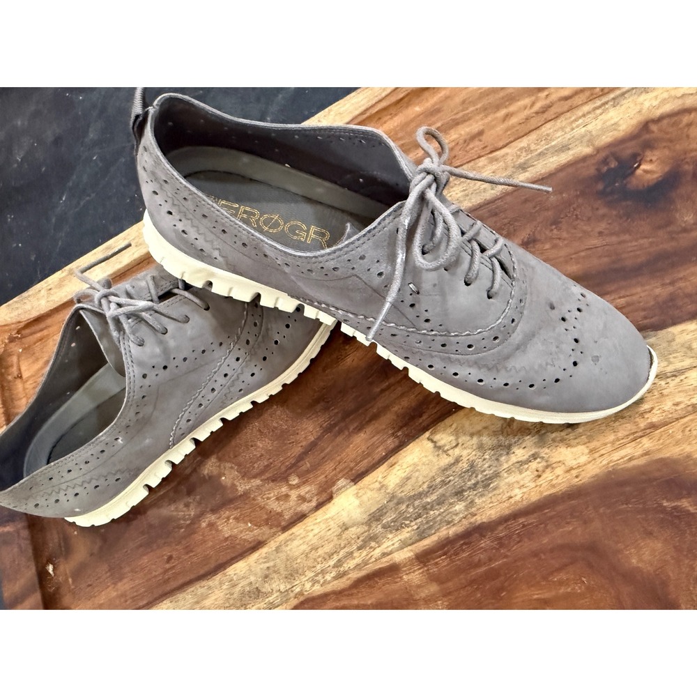 Cole Haan Zerogrand Wingtip Oxford Shoes Grey Suede W05156 Womens 6B